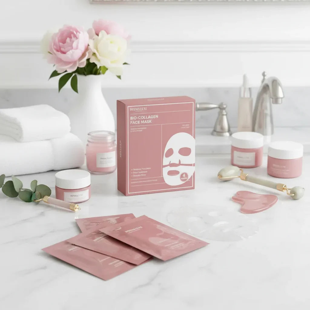 Luxurious spa collagen mask scene
